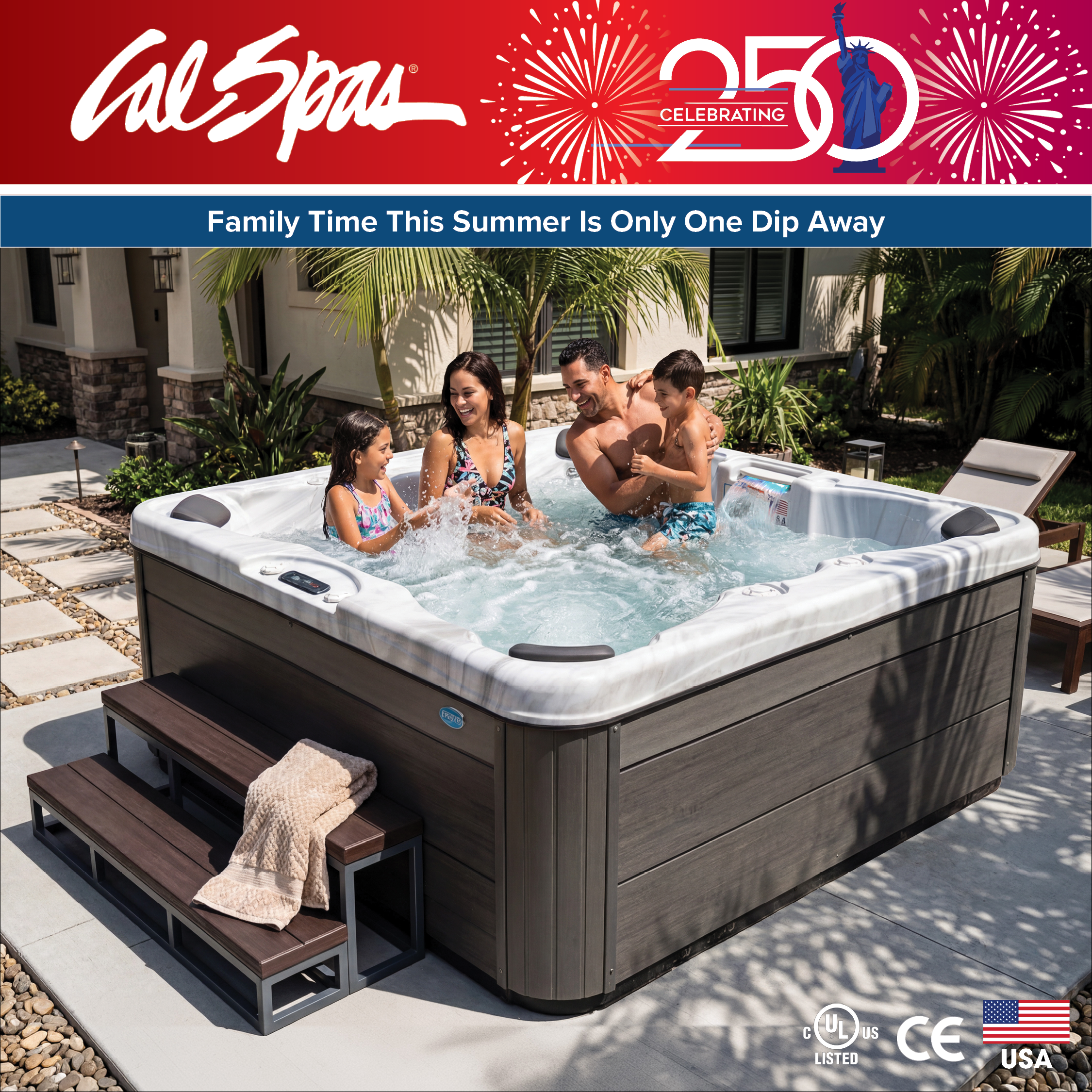 Calspas hot tub being used in a family setting - Decatur